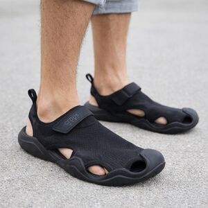 Crocs Swiftwater Mesh Sport Sandals Black Comfort Water Shoes 13